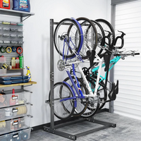 Garvee Soporte para 5 Bicicletas, Estante de Almacenamiento Ajustable con Revestimiento de PVC, Capacidad Máxima 136kg, para Garaje, Interior y Exterior