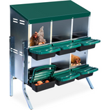 Garvee Caja De Anidación Para Aves 6 Huecos Con Bandeja De Recolección Y Soporte, Ventilado, Modular, Resistente, Para Gallineros Y Pequeñas Granjas - Verde