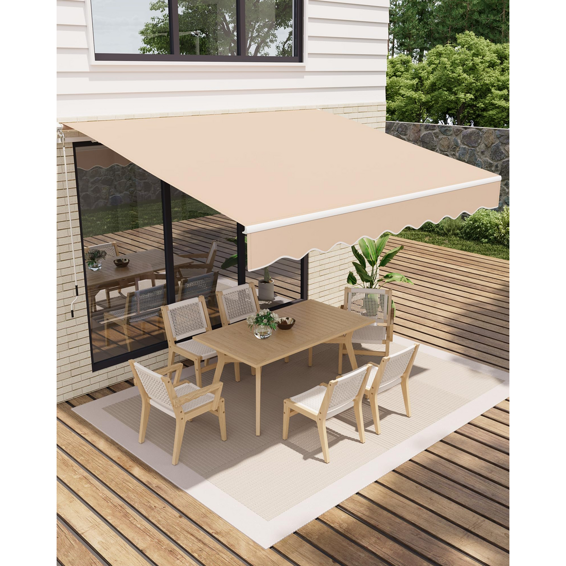 Garvee Toldo Articulado 400x250cm Protección UV50+ Resistente Agua Manivela Soporte Pared Terraza Balcón Ajustable