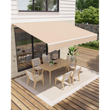 Garvee Toldo Articulado de 350x250 cm de Aluminio y Hierro con Protección UV y Manivela para Terraza y Balcón Caqui - Beige