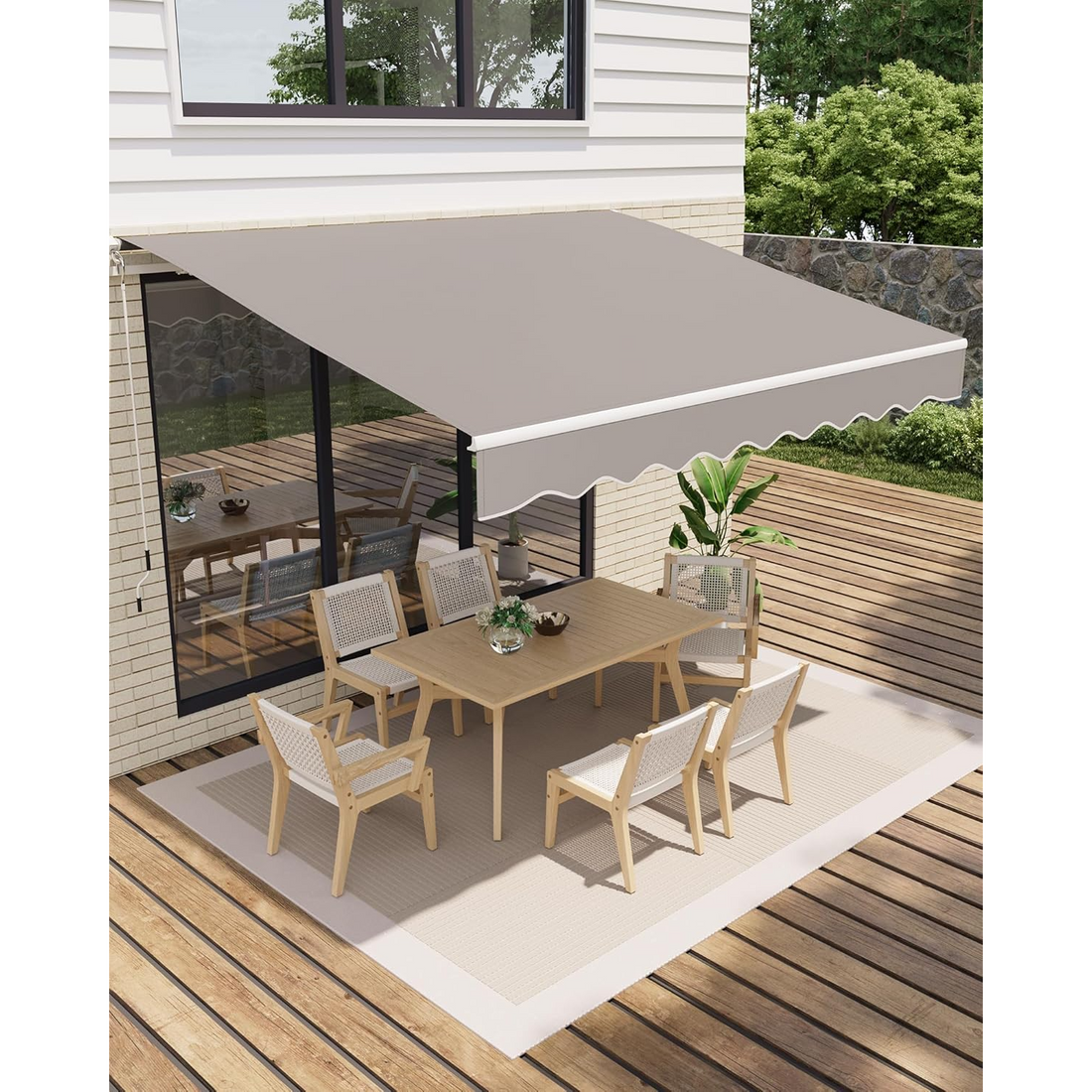 Garvee Toldo Articulado 400x250 cm Protección UV50+ Resistente al Agua Manivela Soporte de Pared Ajustable para Terraza y Balcón