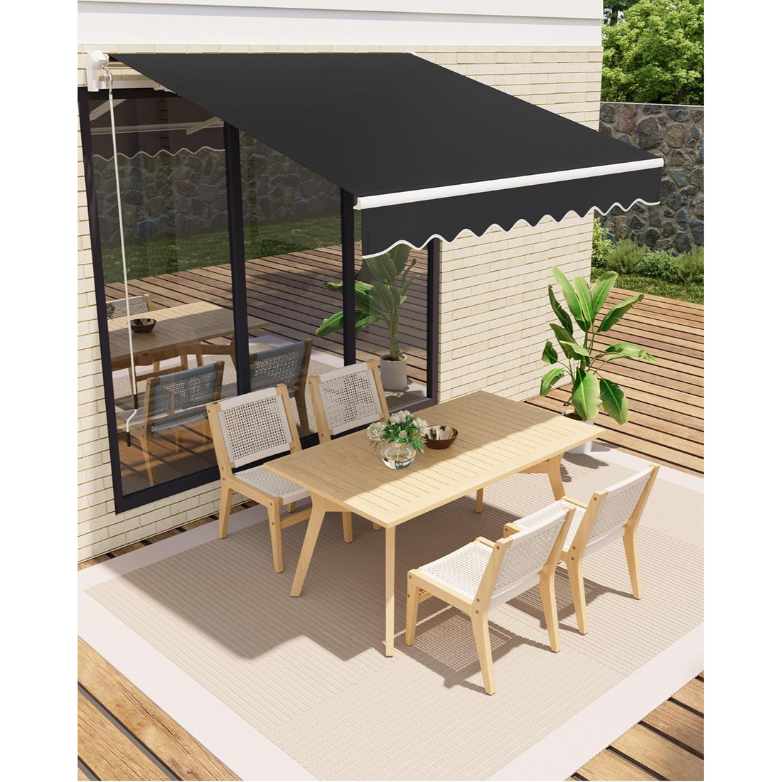 Garvee Toldo Articulado 400x250 cm UV50+ Resistente Agua Con Manivela Soporte Pared Para Terraza Balcón Ajustable