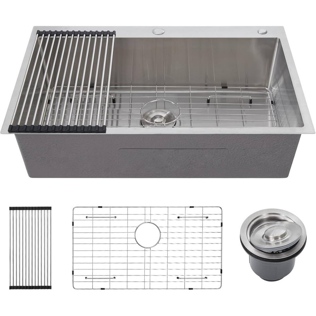 Garvee Fregadero de Cocina 84×56 cm Acero Inoxidable 304, 16 Gauge, Cuenca Única, Esquinas Redondeadas R10, Accesorios Incluidos, Remodelación