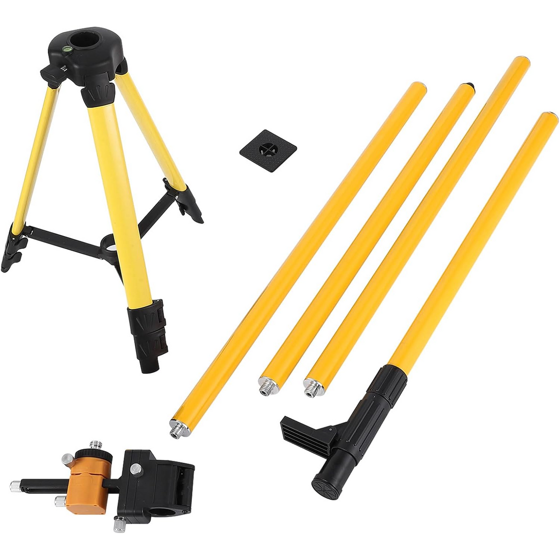 Garvee Pértiga Telescópica Profesional 4.2 m con Trípode Estable y Base de Resorte, Aluminio, Adaptadores 1/4" y 5/8" para Láser Rotatorio y de Línea