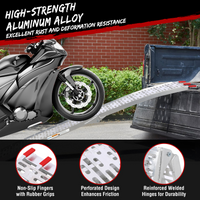 Garvee Rampa de Aluminio Plegable 226 cm para Motocicletas y ATV Carga Máxima 340 kg con Correas de Seguridad para Camionetas y Remolques