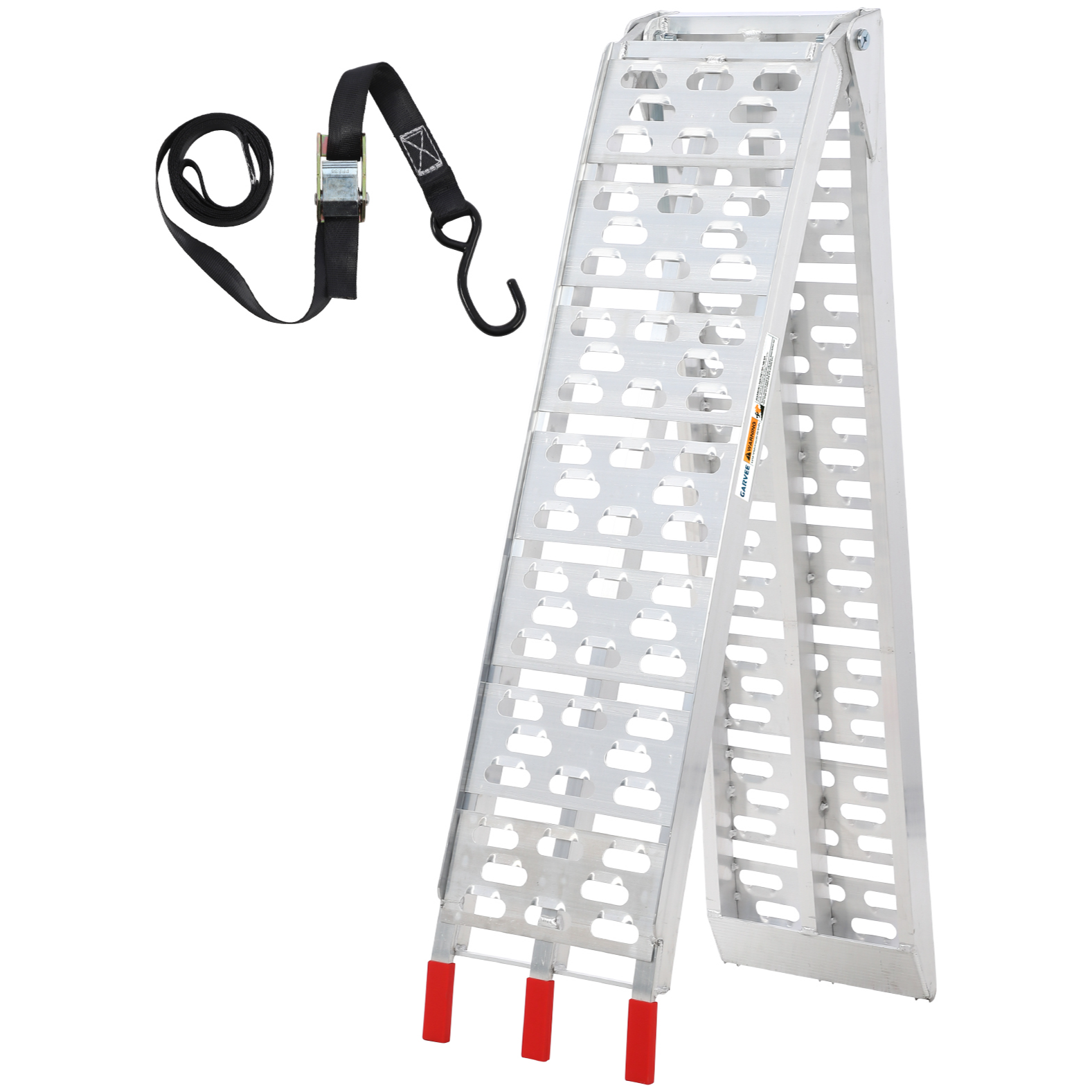 Garvee Rampa de Aluminio Plegable 226 cm para Motocicletas y ATV Carga Máxima 340 kg con Correas de Seguridad para Camionetas y Remolques