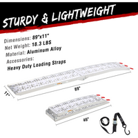 Garvee Rampa de Aluminio Plegable 226 cm para Motocicletas y ATV Carga Máxima 340 kg con Correas de Seguridad para Camionetas y Remolques