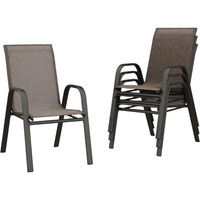Garvee Set de 4 Sillas de Jardín Apilables de Textilene Transpirable y Acero con Tornillos de Acero Inoxidable Mejorados para Terraza y Exterior Color Marrón y Negro
