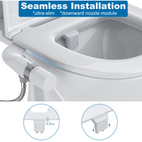 Garvee Bidé para Inodoro Ultrafino 5mm Accesorio de Doble Boquilla Autolimpiable con Presión de Agua Ajustable Blanco para Higiene Íntima y Alivio de Hemorroides