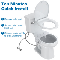 Garvee Bidé para Inodoro Ultrafino 5mm Accesorio de Doble Boquilla Autolimpiable con Presión de Agua Ajustable Blanco para Higiene Íntima y Alivio de Hemorroides