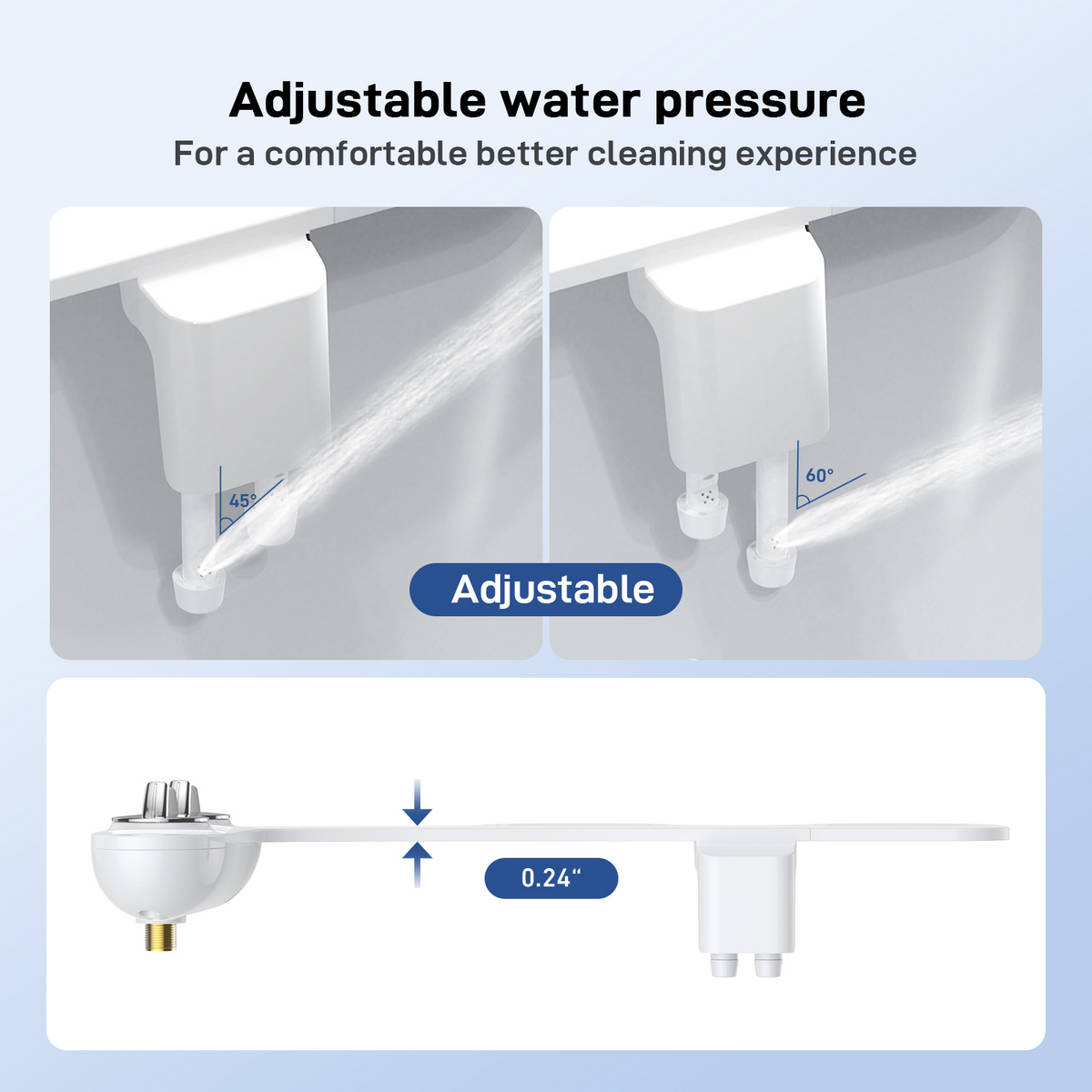 Garvee Bidé para Inodoro de Diseño Ultrafino 6 mm con Doble Mando Cromado y Doble Boquilla Autolimpiable Presión Ajustable para Higiene Íntima y Hemorroides