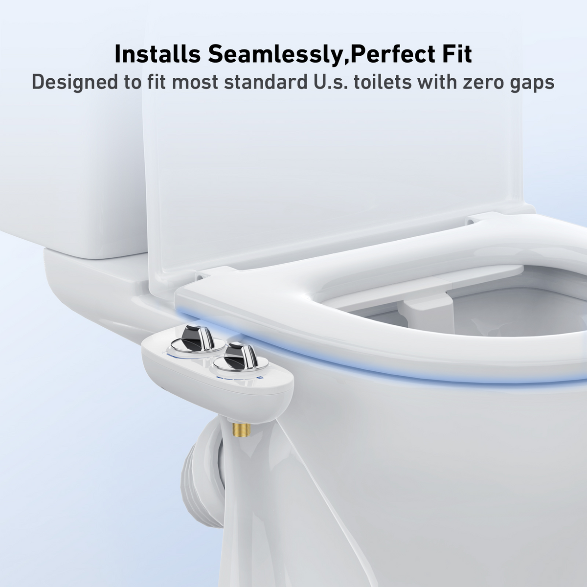 Garvee Bidé para Inodoro de Diseño Ultrafino 6 mm con Doble Mando Cromado y Doble Boquilla Autolimpiable Presión Ajustable para Higiene Íntima y Hemorroides