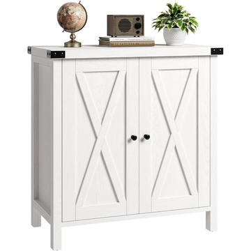 Garvee Aparador Buffet Rústico de 76x40x80 cm Mueble Auxiliar de Madera Negro con Puertas en X y Estante Ajustable para Salón Comedor Cocina y Entrada