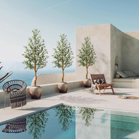 Garvee Olivo Artificial de 152 cm Árbol Artificial con Tronco Curvado Realista y Frutos Olivas para Decoración de Interior Exterior Salón Oficina y Recepción