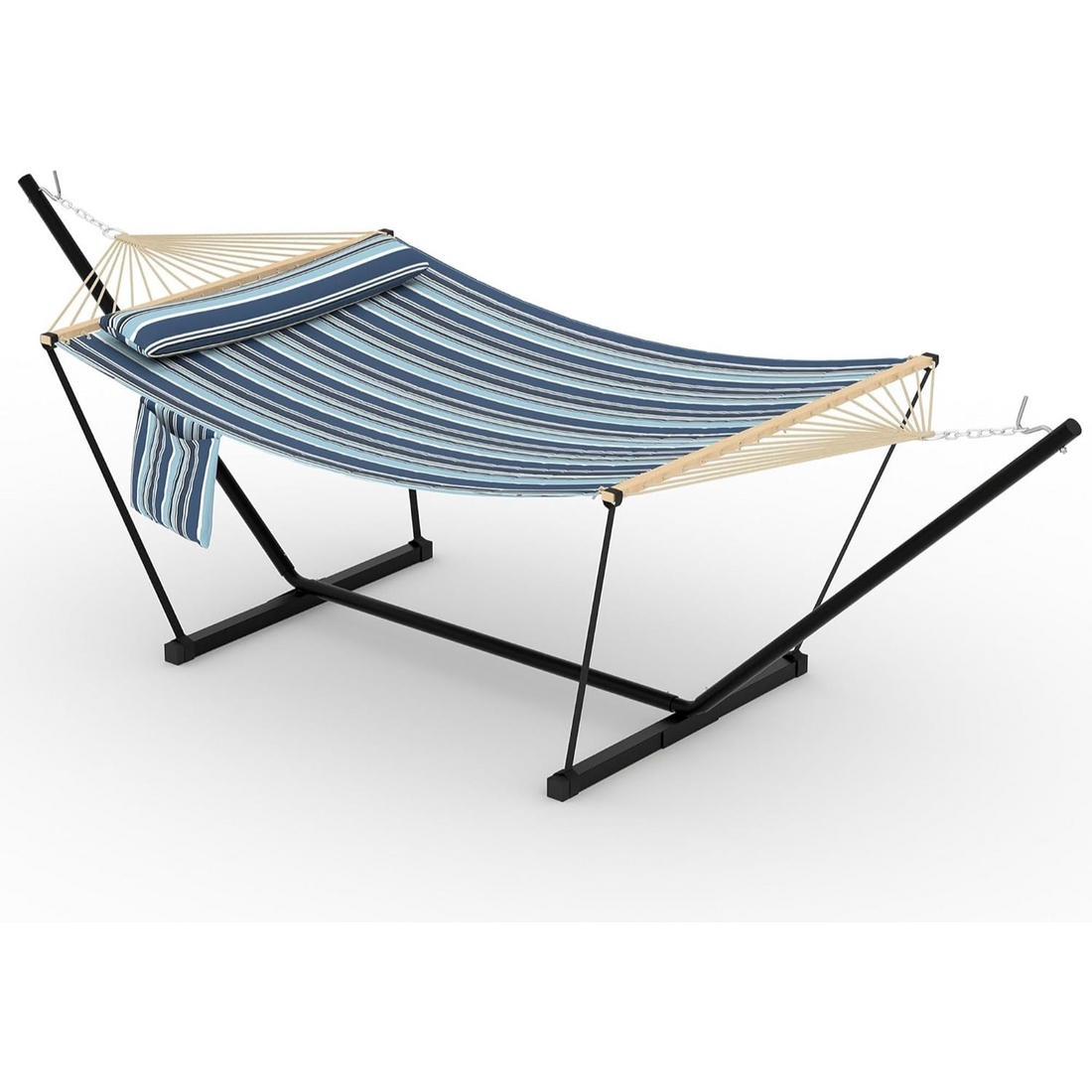 Garvee Hamaca Doble con Soporte de Acero Ajustable, Cama Colgante Portátil para Jardín, Patio y Exterior, Algodón Transpirable para 2 Personas
