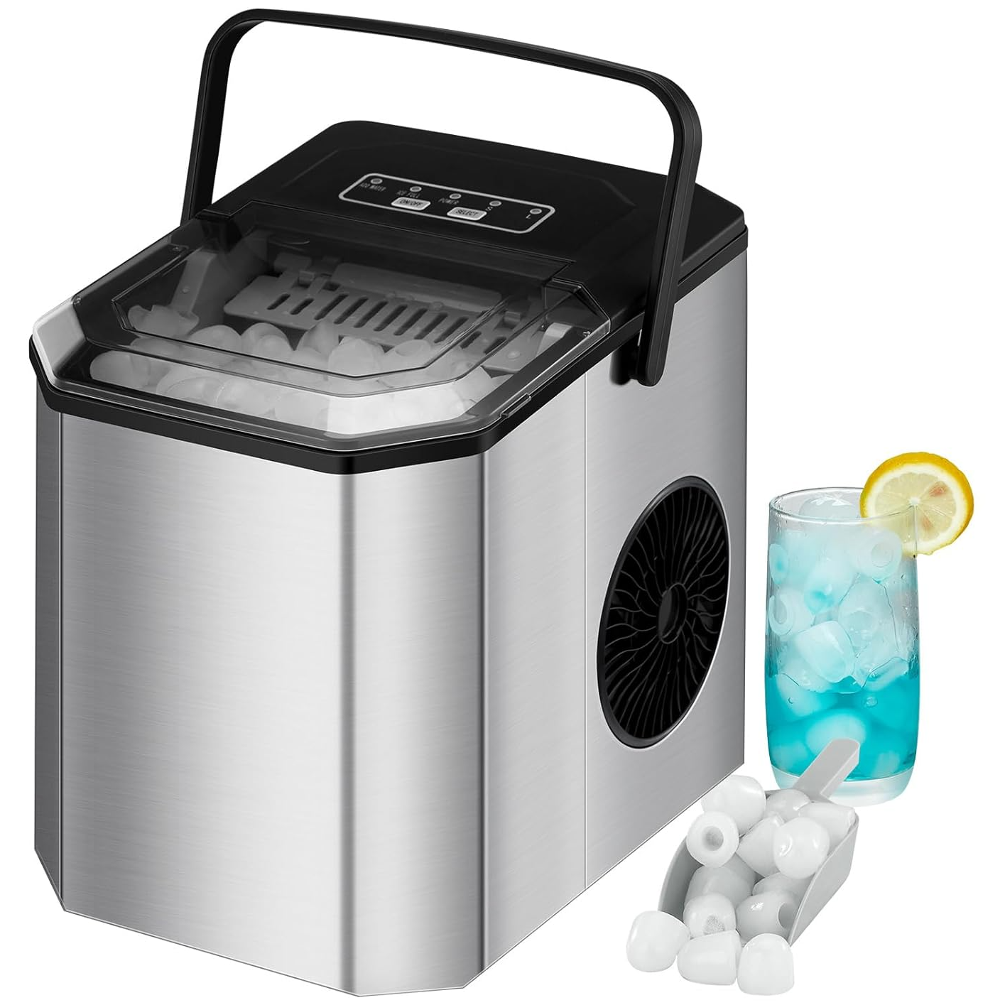 Garvee Máquina de Hielo Portátil 12kg/24h – Fabricadora de Cubitos para Cocina, Fiestas y Camping – Silenciosa y Autolimpiable