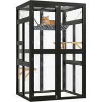 Garvee Jaula Exterior para Gatos, Catio de Madera con Conexión a Ventana, Recinto Seguro para Jardín y Terraza