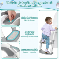 Garvee Asiento de inodoro para niños con escalera, altura ajustable, plegable, acolchado PU, seguro y cómodo para niños