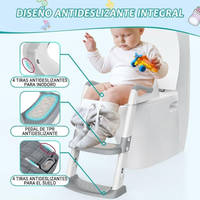 Garvee Asiento de inodoro para niños con escalera, altura ajustable, plegable, acolchado PU, seguro y cómodo para niños