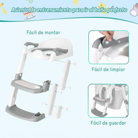 Garvee Asiento de inodoro para niños con escalera, altura ajustable, plegable, acolchado PU, seguro y cómodo para niños
