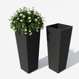 Garvee Pack de 2 Macetas Altas de Exterior para Jardín, Porche o Patio, Resistentes a la Intemperie, 61 cm, Negro - Negro
