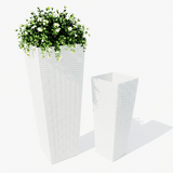 Garvee Juego de 2 Maceteros Altos Blancos para Exterior e Interior, Jarrones Modernos de Resina para Jardín, Terraza y Entrada - Blanco