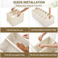 Garvee Zapatero Plegable 8 Niveles Con Puertas Magnéticas Para 16-18 Pares Transparente Con Ruedas Para Sala Y Dormitorio