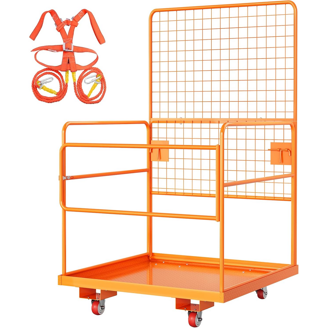 Garvee Jaula de Seguridad para Carretilla Elevadora 1000 kg - Cesta de Trabajo Plegable y Galvanizada para Mantenimiento Industrial y Almacén