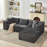 Garvee Seccional Modular Nube 269 cm 3 Asientos L con Chaise Grande para Salas y Oficinas, Espuma Viscoelástica, Tela Transpirable, Base Antideslizante - Gris