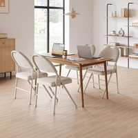 Garvee Pack de 4 Sillas Plegables de Lino con Respaldo Alto, Silla Ergonómica Acolchada para Reuniones de Empresa, Eventos Familiares y Bodas, Beige