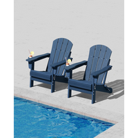 Garvee Silla Adirondack Plegable de HDPE con Textura de Madera, Sillón de Jardín Ergonómico para Terraza, Patio, Porche y Zona de Piscina