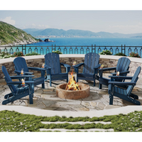 Garvee Silla Adirondack Plegable de HDPE con Textura de Madera, Sillón de Jardín Ergonómico para Terraza, Patio, Porche y Zona de Piscina