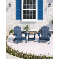 Garvee Silla Adirondack Plegable de HDPE con Textura de Madera, Sillón de Jardín Ergonómico para Terraza, Patio, Porche y Zona de Piscina