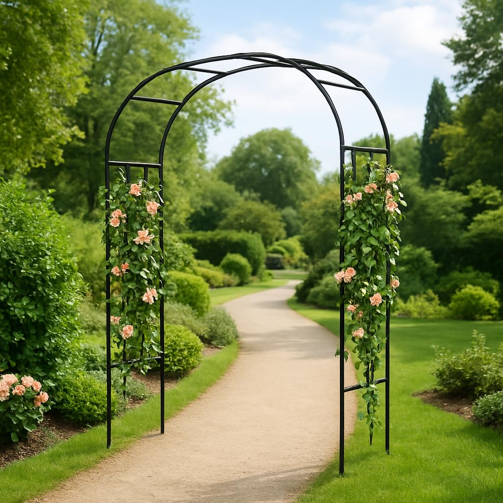 Garvee Arco de Jardín de Lujo, Pérgola Metálica de Acero Reforzado para Plantas Trepadoras, Soporte Decorativo para Bodas y Eventos