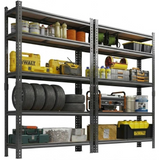 Garvee Estantería Metálica de 5 Niveles, 2 Pack, Capacidad 907kg, 183x90x30cm, Estantería de Almacenamiento Pesado para Garaje, Trastero, Taller y Oficina - Negro