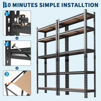 Garvee Estantería Metálica de 5 Niveles, 2 Pack, Capacidad 907kg, 183x90x30cm, Estantería de Almacenamiento Pesado para Garaje, Trastero, Taller y Oficina