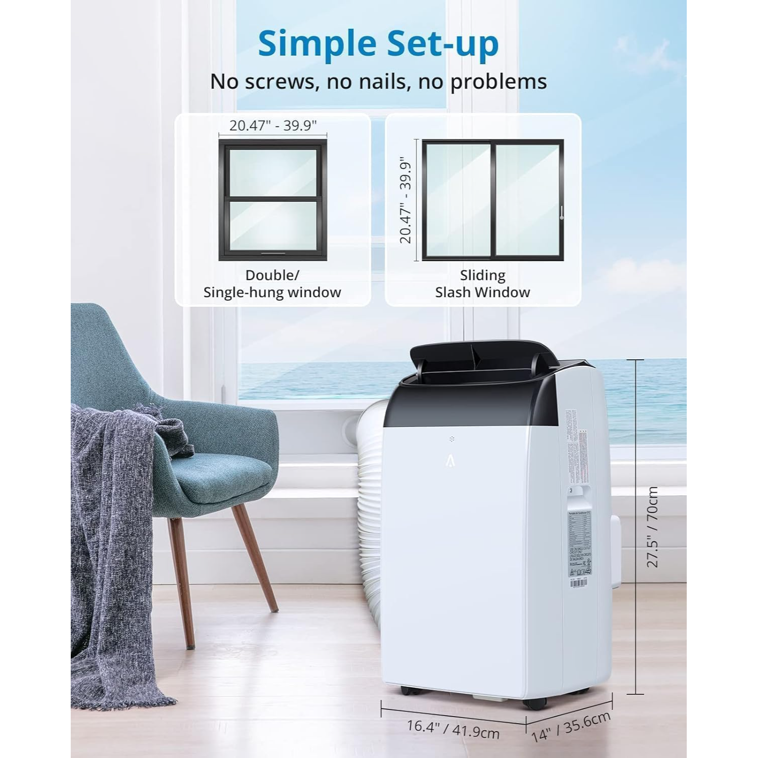 Garvee Aire Acondicionado Portátil 10000 BTU Enfriador 3 en 1 con Deshumidificador y Ventilador Pantalla LED Temporizador 24h y Mando a Distancia para 42m²