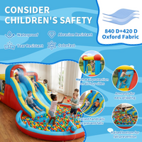 Garvee Castillo Hinchable con Tobogán Acuático, Parque Infantil Inflable de Exterior con Soplador Europeo, Piscina de Agua para Niños en Jardín