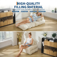 Garvee Sofá Cama Plegable Reclinable Otomana Multifuncional Compacto Versátil para Espacios Pequeños Color Neutro Beige