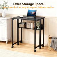 Garvee Escritorio Plegable con Ruedas y Estante de Almacenamiento de 63x50x75 cm, Mesa de Ordenador Compacta de Color Negro