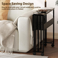 Garvee Escritorio Plegable con Ruedas y Estante de Almacenamiento de 63x50x75 cm, Mesa de Ordenador Compacta de Color Negro