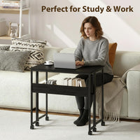 Garvee Escritorio Plegable con Ruedas y Estante de Almacenamiento de 63x50x75 cm, Mesa de Ordenador Compacta de Color Negro