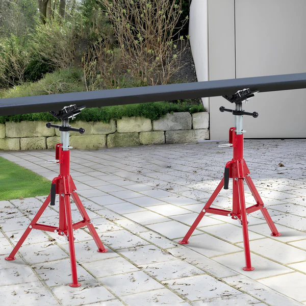 Garvee Soporte para Tubos V-Head Ajustable 71-132 cm Acero Carbono Plegable 1134 kg para Soldadura y Corte Negro