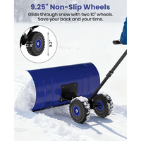 Garvee Pala de Nieve de Acero 91.44 Cm con Ruedas, Hoja Ajustable 5 Ángulos, Mango Ergonómico y Base Protectora, Producto Eficiente para Familiares en Entradas Residenciales, Azul
