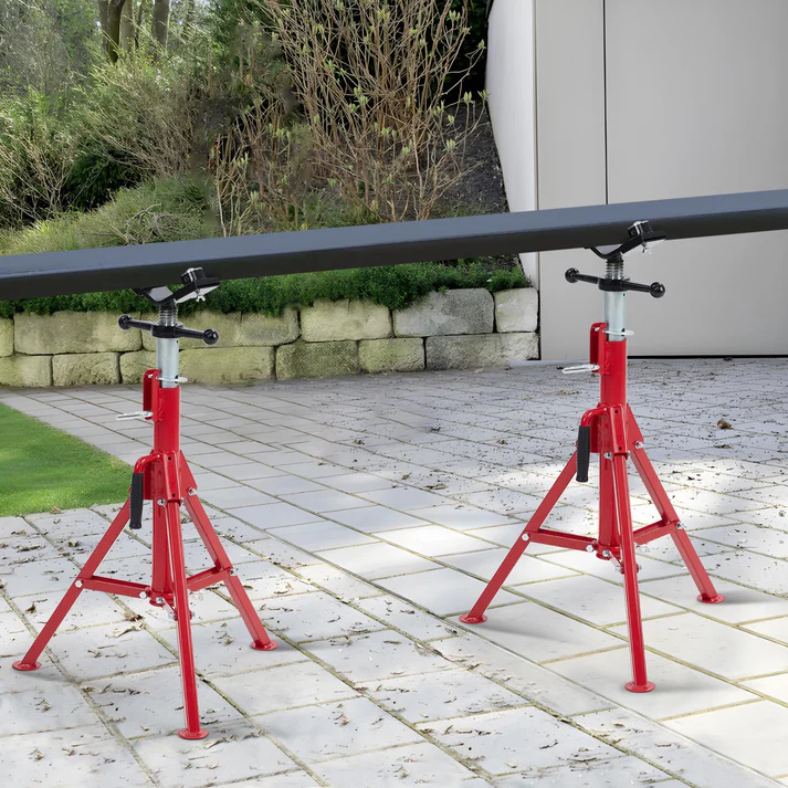 Garvee Soporte para tuberías V-head ajustable 71.12-132.08cm con bolas de acero al carbono 1134kg, plegable para soldadura y corte