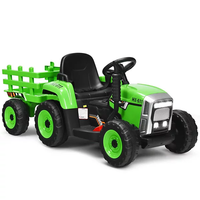 Garvee Tractor Eléctrico 12V, 2 Modos De Conducción, Mando A Distancia, 3 Velocidades, Remolque, Luces LED, Bluetooth, Música USB, 3-7 años, Jardín, Verde