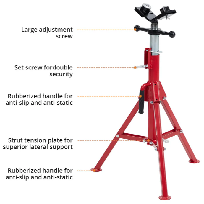 Garvee Soporte para tuberías V-head ajustable 71.12-132.08cm con bolas de acero al carbono 1134kg, plegable para soldadura y corte