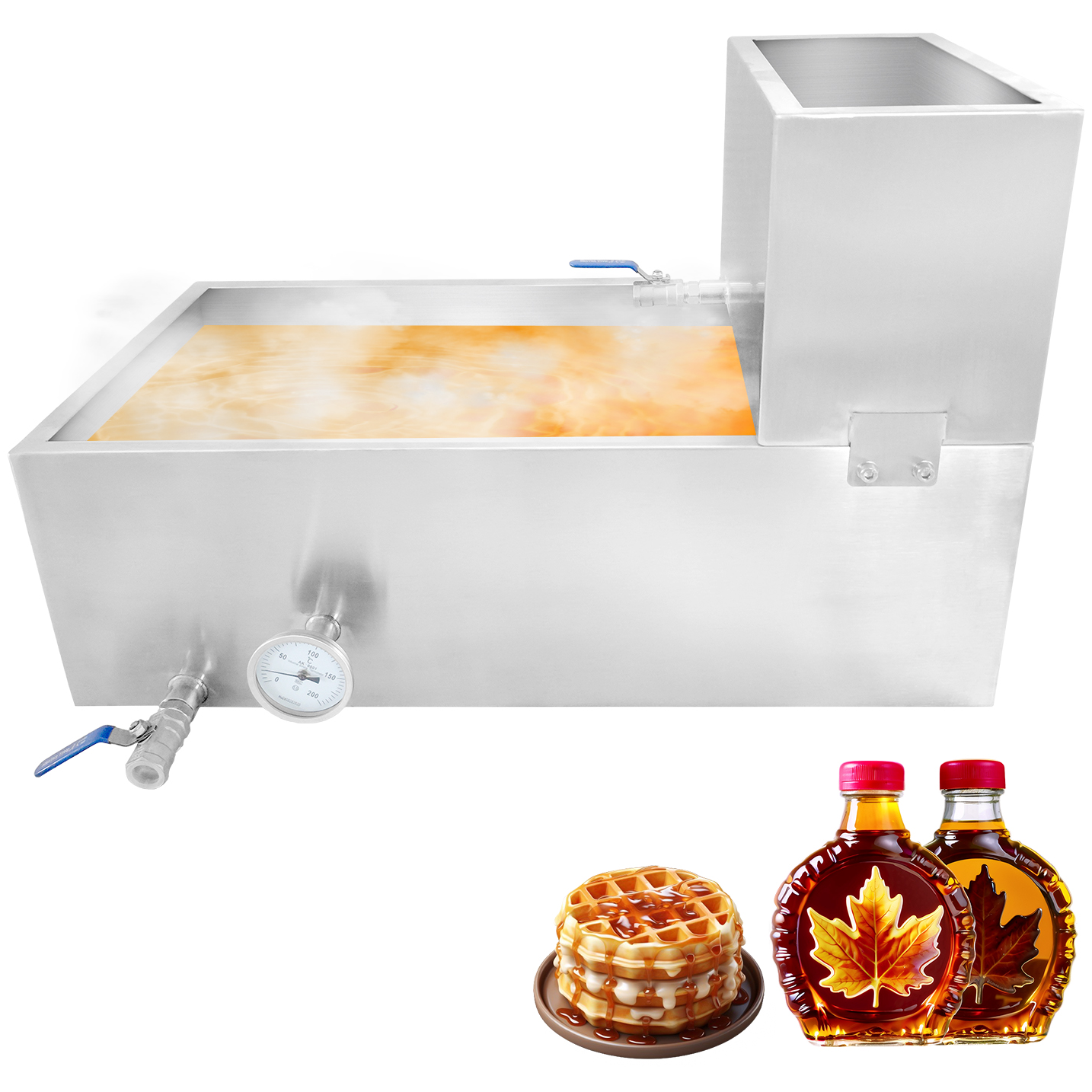 Garvee Evaporador de Jarabe de Arce 149.5L de Acero Inoxidable 304 para Exterior y Cocina con Válvula 3/4"