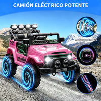 Garvee Coche Eléctrico para Niños 12V, Vehículo Todoterreno Infantil con Control Remoto 2.4G, Bluetooth, Música y Luces LED, 3-6 Años, Rosa