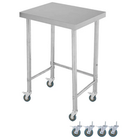 Garvee Mesa de Trabajo de Acero Inoxidable 46×61 cm con Ruedas Bloqueables para Cocina y Restaurante Marco Reforzado Base Abierta Capacidad 136 kg